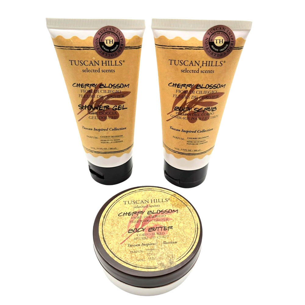 Tuscan Hills Selected Sents Cherry Blosson Body Scrub, Shower Gel, Body Butter